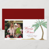 Warmste vakantiewensen, kerststrandpalmboom feestdagenkaart (Voorkant / Achterkant)