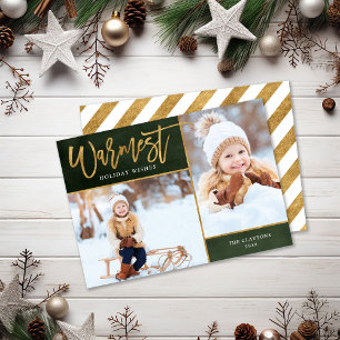 Warmste Wensen Faux Gold Foil 2 Foto Feestdagenkaart