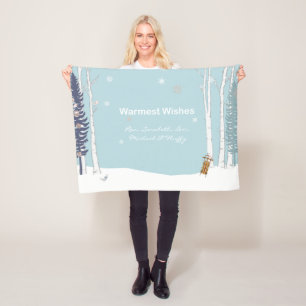 Warmste wensen gepersonaliseerde wintersneeuw scen fleece deken