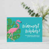 Warmste wensen Holiday Flamingo blauwe Aangepaste Kaart (Staand voorkant)