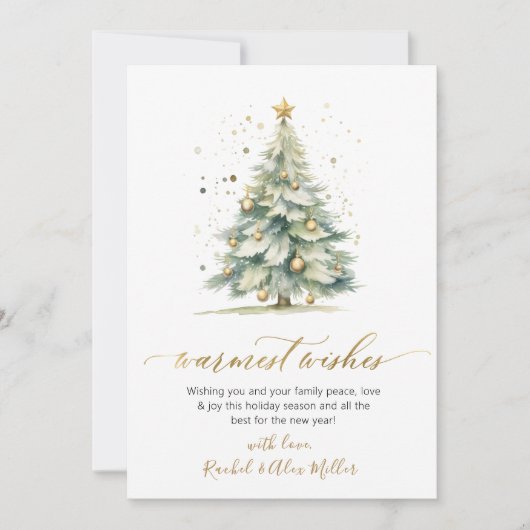 Warmste wensen script niet-foto kerstboom feestdagenkaart (Voorkant)