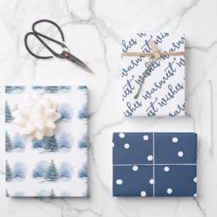 Warmste Wensen Sneeuw Bedekt Evergreen Tree Inpakpapier Vel