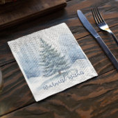 Warmste Wensen Sneeuw Bedekt Evergreen Tree Servet