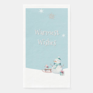 Warmste wensen Sneeuwman slee geschenken Servet