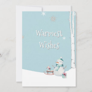 Warmste wensen Snowman slee cadeaus gepersonalisee Kaart