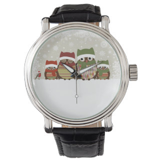 Warmste wint  lederen riem van de familie Owl Horloge