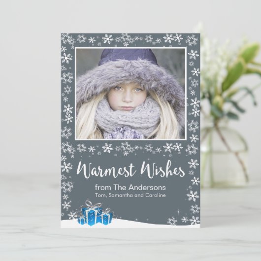 Warmste Witte Kerstmis van Wensen Feestdagenkaart (Staand voorkant)