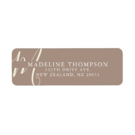 Warmte Beige Monogrammed Script Adres Etiket