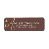 Warmte Beige Monogrammed Script Adres Etiket (Voorkant)