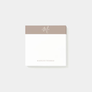 Warmte Beige Monogrammed Script Post-it® Notes