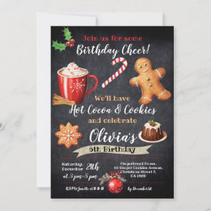 Warmte cacao en koekjes, Birthday INVITATION Kaart