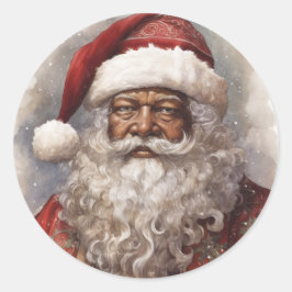 Warmte en vrolijkheid: Black Santa Christmas Joy Ronde Sticker