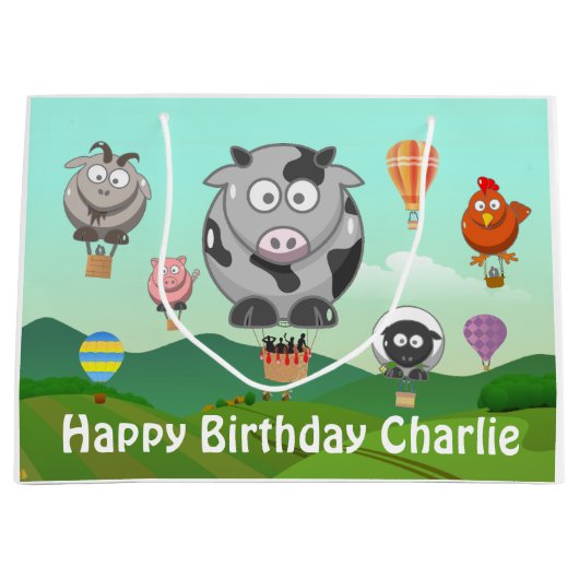 Warmte luchtballonvaarders landbouwhuisdieren gepe groot cadeauzakje (Voorkant)