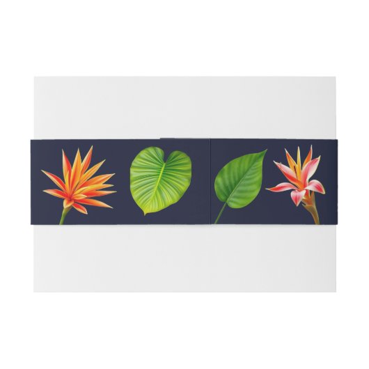 Warmte & tropische bladeren en bloemen uitnodigingen wikkel (Achterkant Voorbeeld)