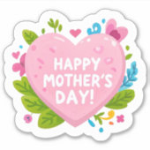 Warmte van affectie- Gelukkige Moederdag Hart-vorm Sticker (Voorkant)