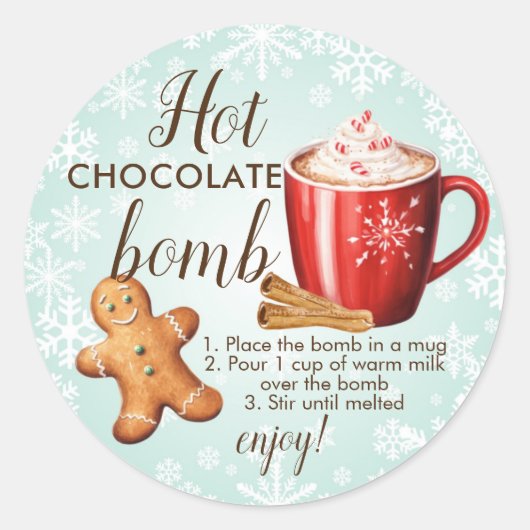 Warmtechocoladebommetsticker Ronde Sticker (Voorkant)