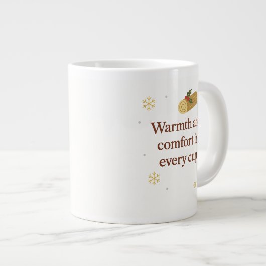 Warmth and Comfort | Cozy Christmas Mug Extra Grote Beker (Voorkant rechts)