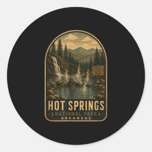 Warmwaterbronnen nationaal park bigfoot vintage ronde sticker