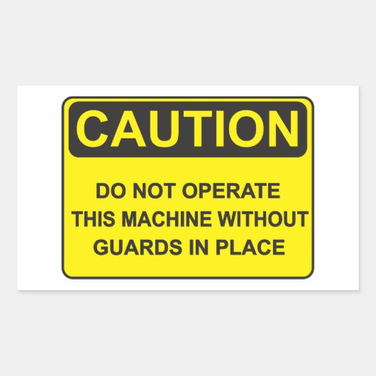 Warning about operating the machine rechthoekige sticker (Voorkant)