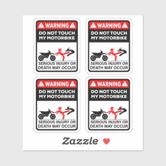 Warning Do Not Touch My Motorbike Vinyl Stickers (Feuille)