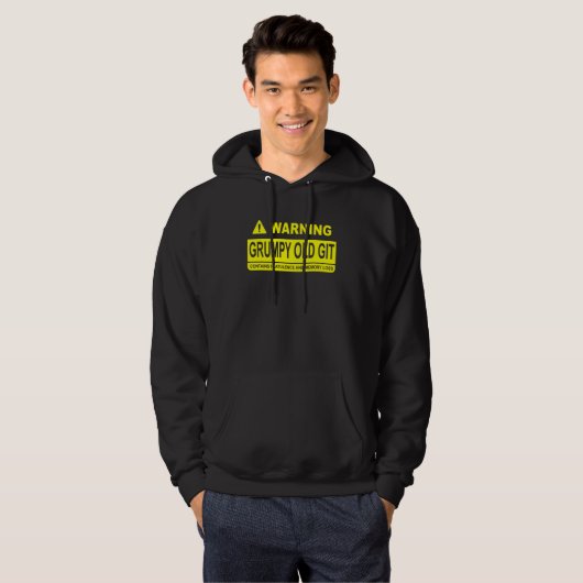 Warning Grumpy Old Git Contains Apparel Hoodie (Voorkant volledig)