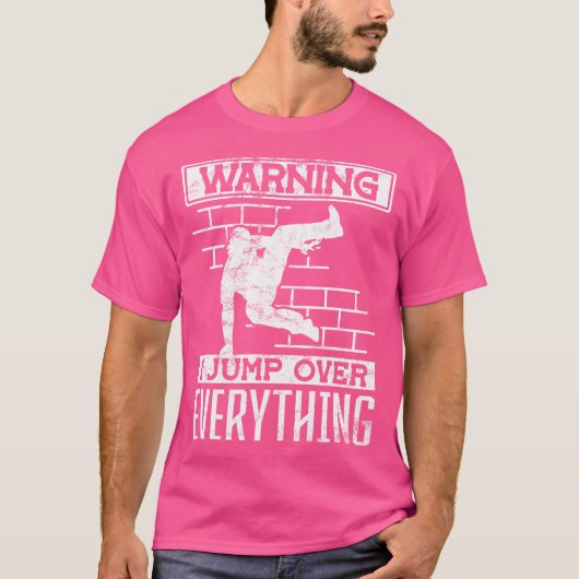 Warning I Jump Over Everything Parkour T-shirt (Voorkant)