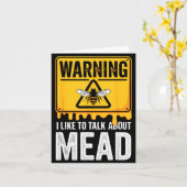 Warning! I Like To Talk About Mead Funny Bar Kaart (Gele Bloem)