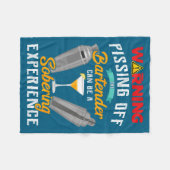 Warning Ing Off The Bartender Funny Sarcastic Bart Fleece Deken (Voorkant (Horizontaal))