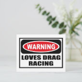 Warning LOVES DRAG RACING Carte postale (Debout devant)