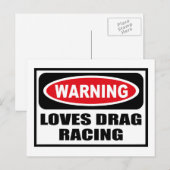 Warning LOVES DRAG RACING Carte postale (Devant / Derrière)