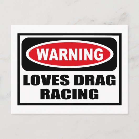 Warning LOVES DRAG RACING Carte postale (Devant)