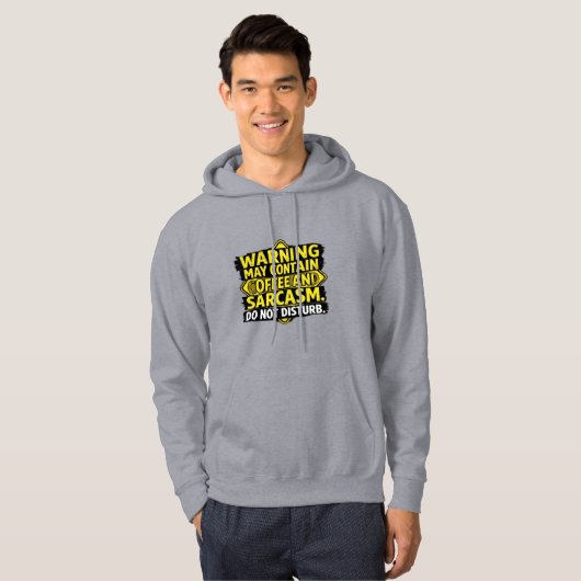 Warning May Contain Coffee & Sarcasm Sweetshirt -  Hoodie (Voorkant volledig)
