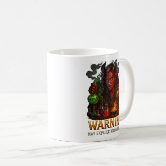 "WARNING: May Explode Without Notice" – Fantasy Koffiemok (Voorkant rechts)