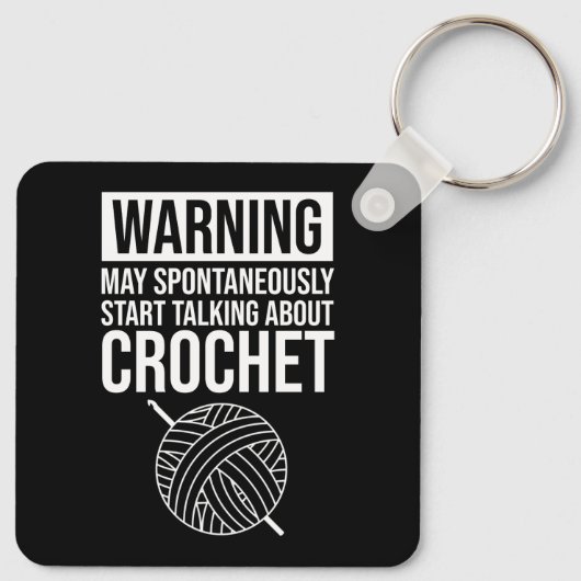 Warning - May Start Talking About Crochet Sleutelhanger (Achterkant)