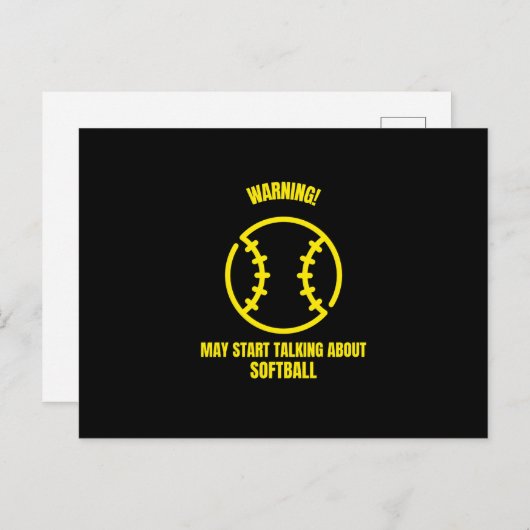 Warning may start talking about softball funny bas briefkaart (Voorkant / Achterkant)