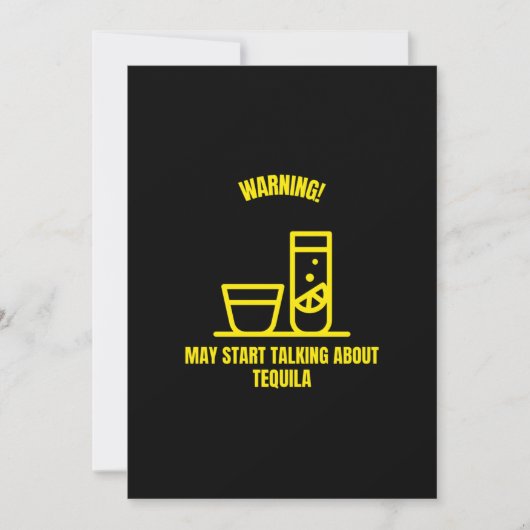Warning may start talking about tequila funny drin bedankkaart (Voorkant)