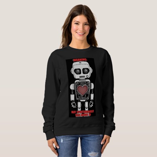 Warning: May Talk About AI Black Sweatshirt (Devant entier)