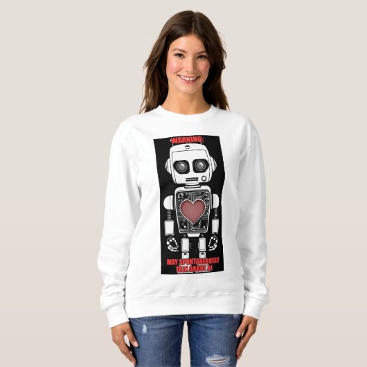 Warning: May Talk About AI White Sweatshirt (Devant entier)
