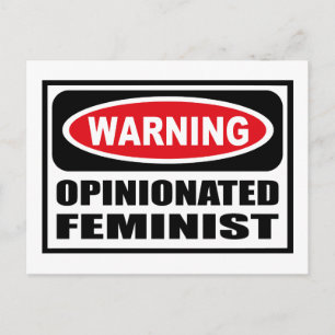 Warning OPINIONATED FEMINIST Postcard Briefkaart
