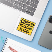Warning Rotating Blades  Sticker (Laptop met iPhone)