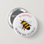 Warning Severe BEE Allergy Alert Button (Voorkant /achterkant)