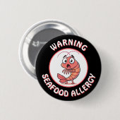 Warning Severe Seafood Allergy Alert Button (Voorkant /achterkant)