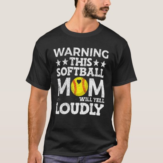 Warning This Softball Mom Will Yell Loudly T-shirt (Voorkant)