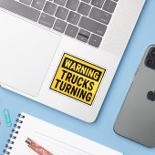 Warning Trucks Turning Sticker (Laptop met iPhone)