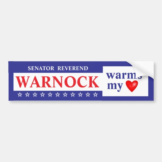 Warnock verwarmt mijn hart Bumpersticker (Voorkant)