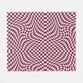 Warped Burgundy Red White Checkered Fleece Deken (Voorkant (Horizontaal))