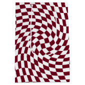 Warped Burgundy Red White Checkered Medium Cadeauzakje (Achterkant)