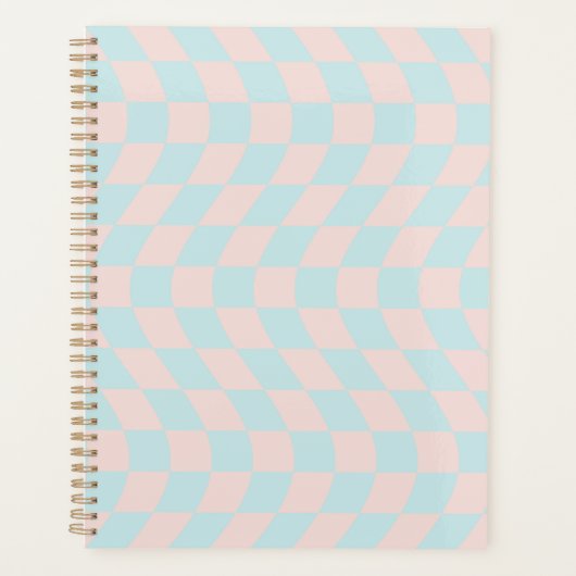Warped Check Retro Checkerboard Soft Pastel Planner (Voorkant)