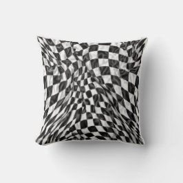 Warped Checkerboard Pattern | Soft Optical Illusio Kussen