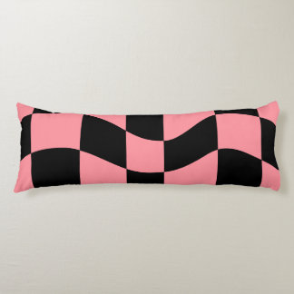 Warped Checkerboard Throw Pillow Trippy Pink Retro Lichaamskussen